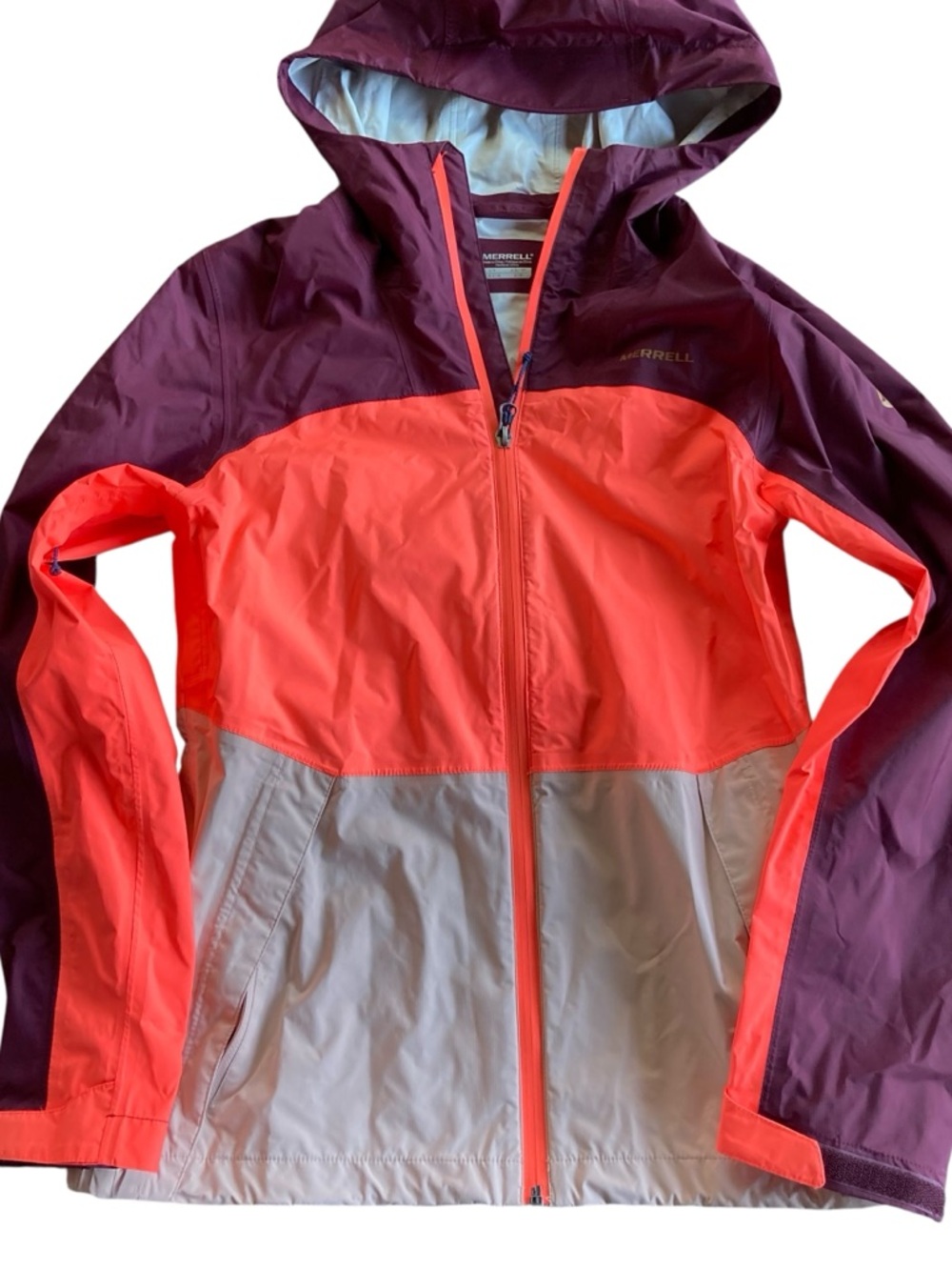 Merrell Hooded Light Raincoat in Purple Pink Colorblock